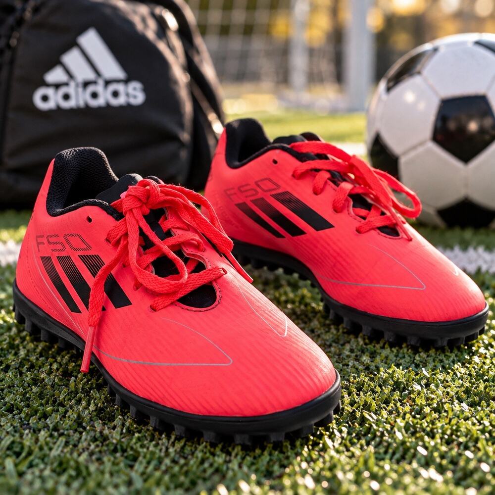 Adidas F50 IF1390 Turf Soccer Shoes Size 5.5 Red Black Rubber Studs